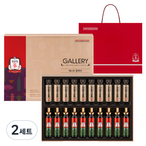 정관장 정품 갤러리 컬렉션에브리타임 샷 20ml x 10p + 활기력 20ml x 10p + 쇼핑백, 2세트