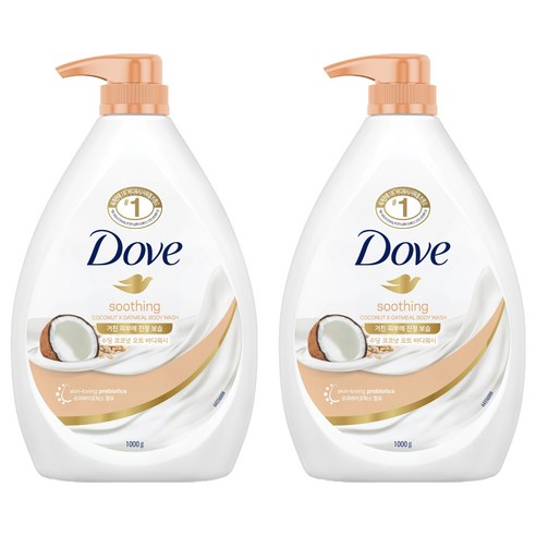 도브 수딩 코코넛 오트 바디워시, 1000g, 2개