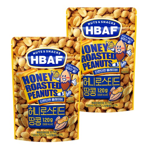 바프 넛츠 앤 스낵스 허니로스티드 땅콩, 120g, 2개