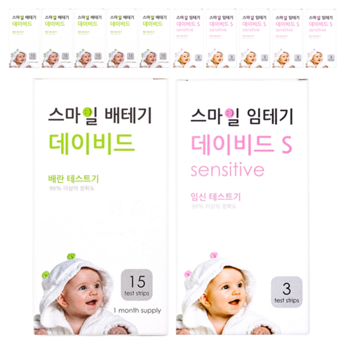 스마일랩 스마일 데이비드 배란테스트기 15p + 스마일 임신테스트기 S 3p, 6세트