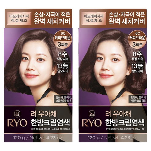 려 우아채 멋내기 새치크림, 커피브라운6C, 2개