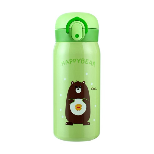 해피베어 원터치 보온보냉병, 그린, 350ml, 1개