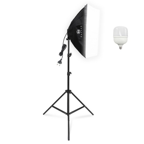 대한 촬영장비 원터치 소프트박스 50 x 70 cm + 조명 삼각대 + E26소켓 50W 전구 세트, 1개, DH-5070(소프트박스), 삼각대( ST-7020)