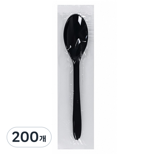 이로울생활 일회용 스푼 블랙, 200개, 1개입