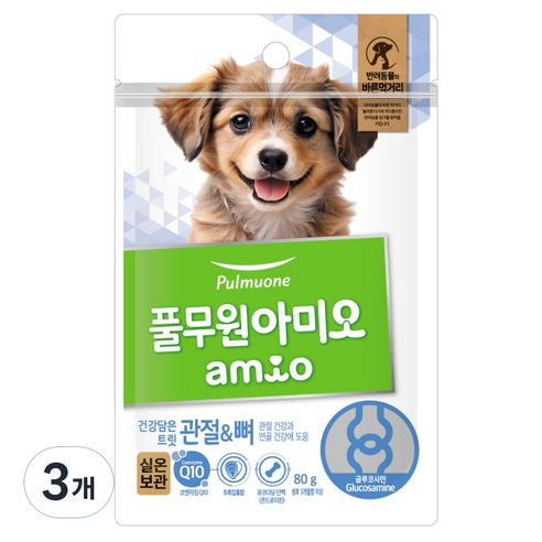 풀무원아미오 강아지 건강담은트릿, 뼈/관절강화, 80g, 3개