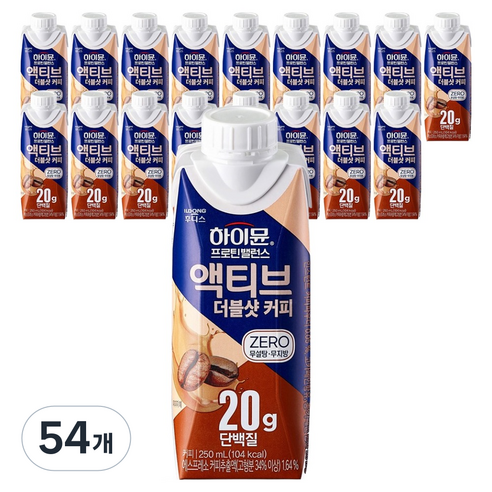 하이뮨 프로틴 밸런스 액티브 더블샷 커피 제로, 250ml, 54개