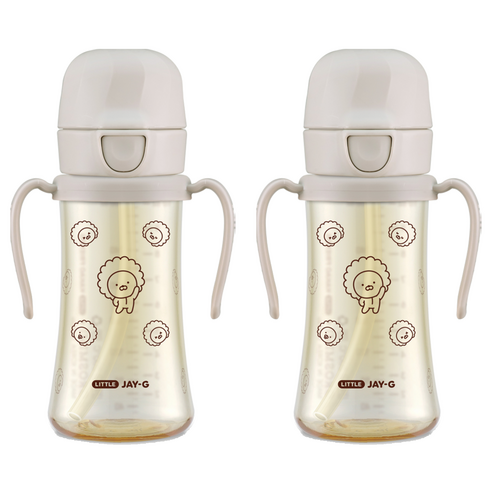 그로미미 카카오프렌즈 PPSU 빨대컵, 300ml, 2개, 얼그레이