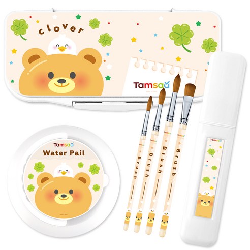 탐사 미술도구 붓 + 팔레트 + 물통 세트, 블루, 1세트