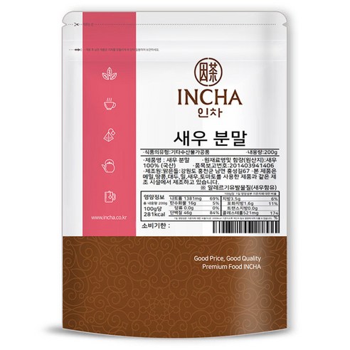 인차 새우분말, 200g, 1개 - 해물가루 | 쿠팡