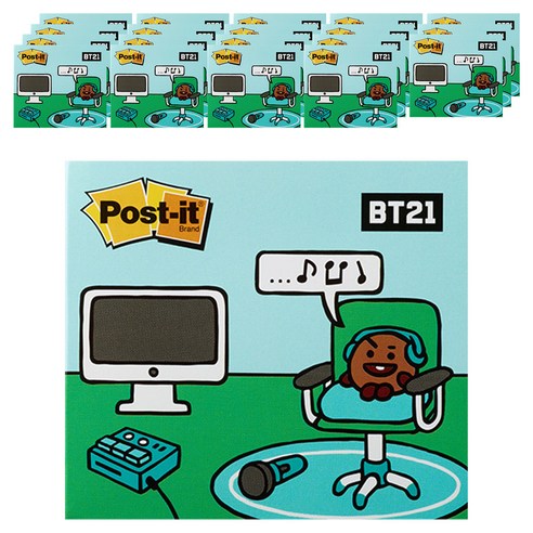 포스트잇 강한점착용 커버노트 BT21, SHOOKY, 20개