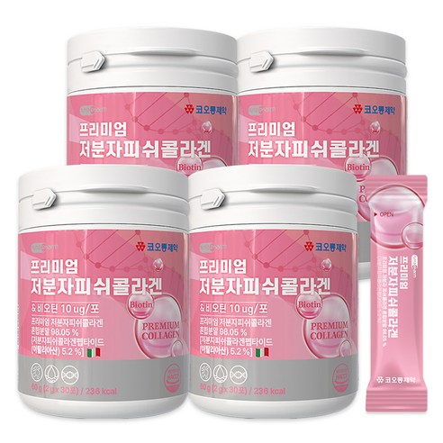 코오롱제약 프리미엄 저분자 피쉬 콜라겐 30p, 60g, 4개