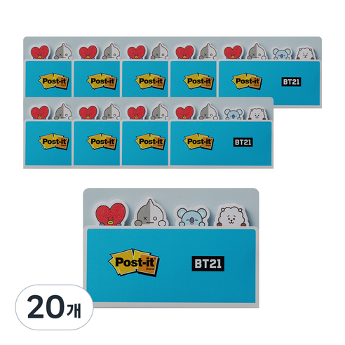 포스트잇 플래그 분류용 종이 670-BT21 블루, 20개