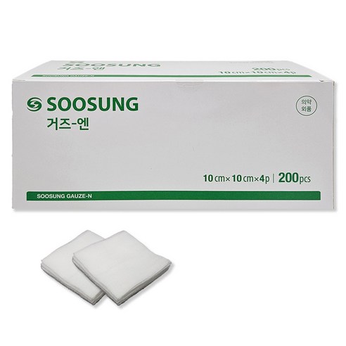 수성 거즈 엔 10 x 10 cm 4겹, 200매, 1개 - 알콜솜/거즈/붕대 | 쿠팡
