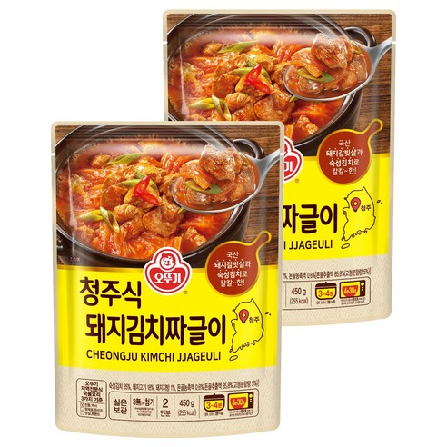 오뚜기 청주식 돼지김치짜글이, 450g, 2개