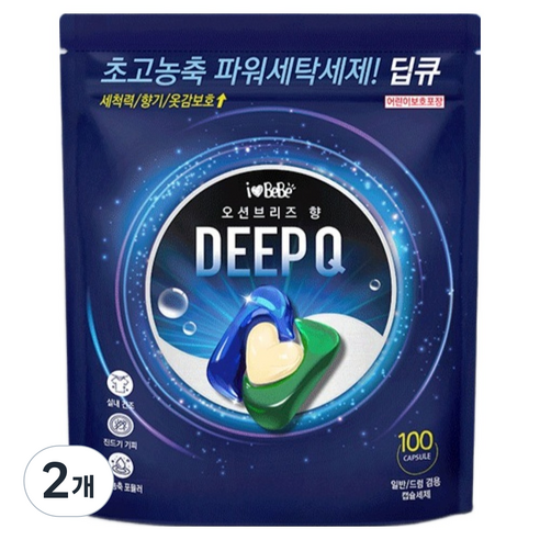 아이러브베베 딥큐 캡슐세제 오션브리즈향 1kg, 100개입, 2개
