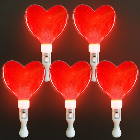 비에이비오 LED 큐티 응원 하트 야광봉, 레드, 5개