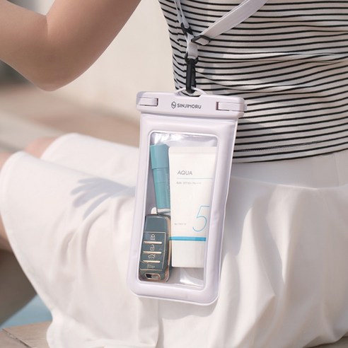 신지모루 IPX8스펀지 튜브 4중잠금 스마트폰 방수팩+ 크로스 스트랩 + 암밴드 + 핸드 스트랩 이미지 3