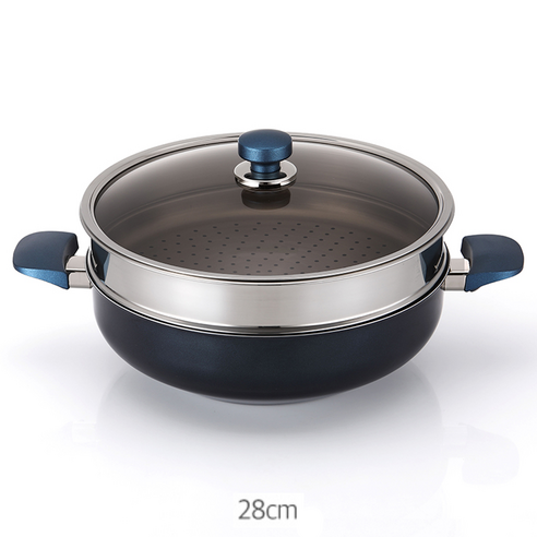 해피콜 클래식 다이아몬드 블루 파티웍 + 뚜껑 + 찜기, 28cm, 1세트 후기 분석 - 박스 포장 상태