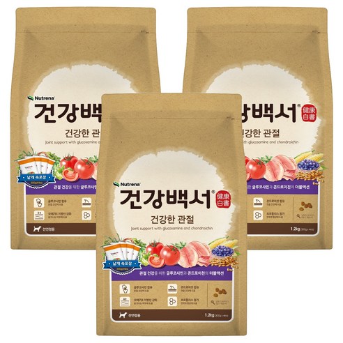 뉴트리나건강백서 강아지 기능성 사료, 뼈/관절강화, 1.2kg, 3개
