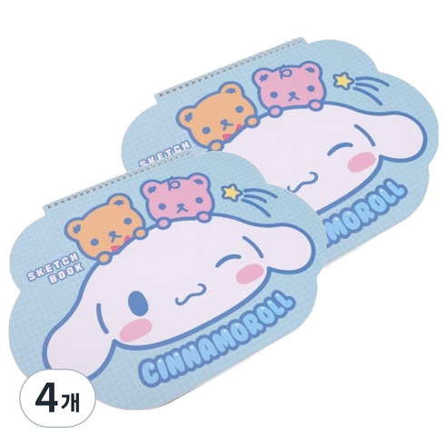산리오 캐릭터즈 모양 스케치북 시나모롤, 230mm X 330mm, 15매, 4개