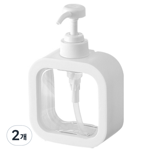 리브모어 사각 투명 디스펜서 500ml, 화이트, 2개