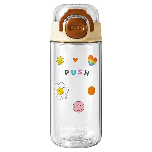 프레쉬어랏 푸시팝 트라이탄 투웨이 원터치 물병, 1개, 450ml, 크림