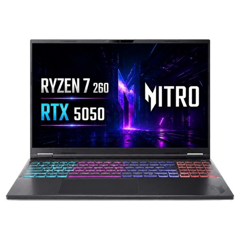에이서 2025 니트로 V 16S 라이젠7 라이젠 200 시리즈 지포스 RTX 5050블랙 · 512GB · 16GB · Free DOS · ANV16S-41-R9SV