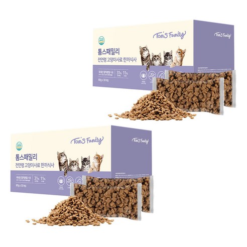 톰스패밀리 전연령 고양이사료 한끼식사, 참치, 2.4kg, 2개