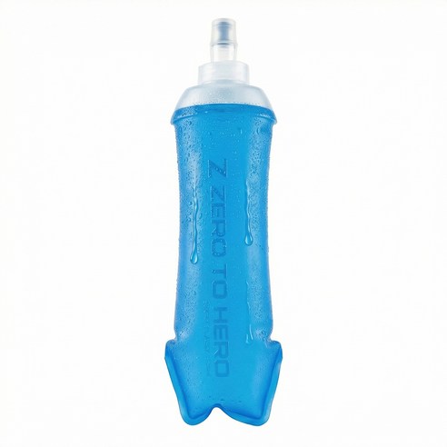 제로투히어로 소프트 플라스크 접이식 휴대용 러닝 물통, 블루, 1개, 500ml