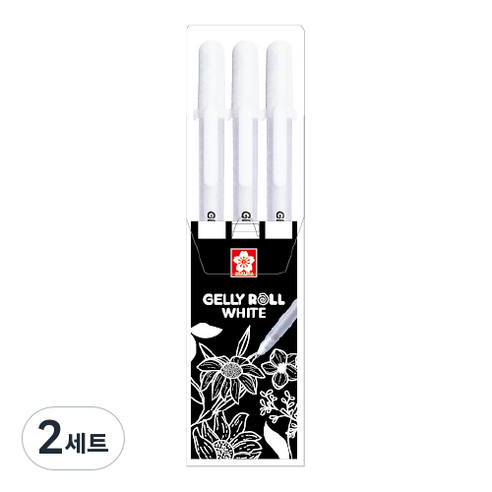 겔리롤 볼펜 3종 세트 0.5 + 0.8 + 1.0mm, 화이트, 2세트