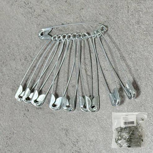 앙플러스 시침 옷핀 대형 5.6cm, 실버, 60개