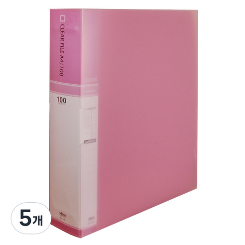 마이다스 클리어화일 인덱스 A4 100매, 분홍색, 5개