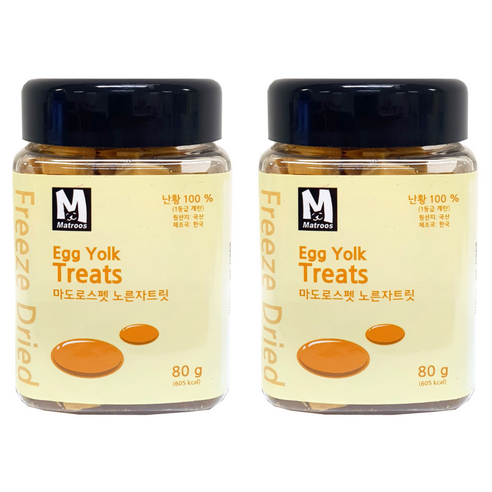 마도로스펫 반려동물 동결건조간식, 노른자트릿, 80g, 2개