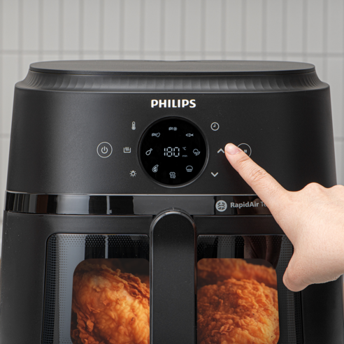 필립스 2000 시리즈 에어프라이어 상단 조작부 및 메뉴 구성