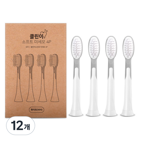 오아 클린이 소프트 시리즈 전용 미세모 리필 칫솔모 화이트, 12개