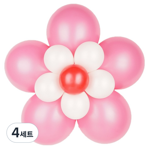 파티짱 3단 꽃풍선 세트, 핑크, 4세트 핑크, 4세트