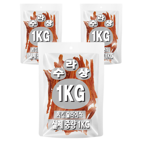 아이핏코리아 강아지 수라상 슬라이스 건조간식, 닭, 1kg, 3개