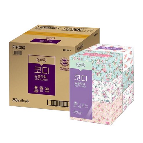 코디 뉴플라워 천연펄프 미용티슈 2겹 250매, 24개 솔직 후기 | 실사용자 리뷰 분석 썸네일