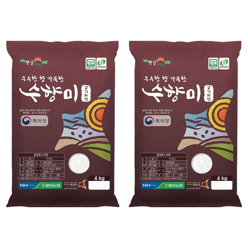 GAP 인증 수향미 골든퀸 3호 백미 특등급, 4kg, 2개