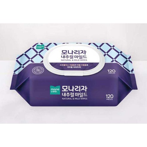 모나리자 내추럴 마일드 물티슈 캡형 120매, 10개 이미지 2