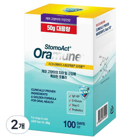 시그니처바이 반려동물 스토모액트 오라뮨 대용량 영양제, 50g, 구강, 2개