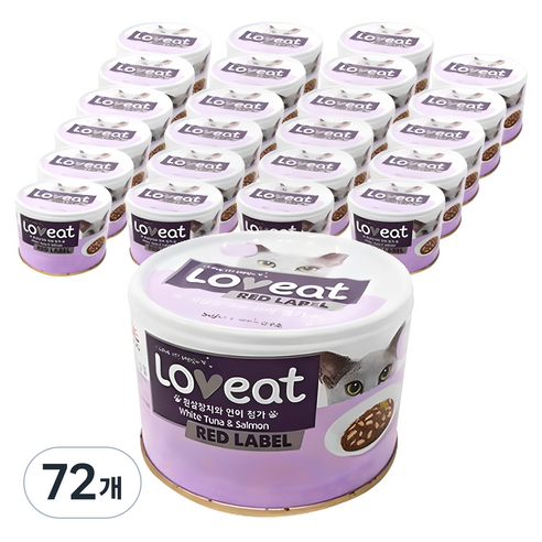 사조러브잇 고양이 레드라벨 간식캔, 혼합맛(흰살참치/연어), 160g, 72개