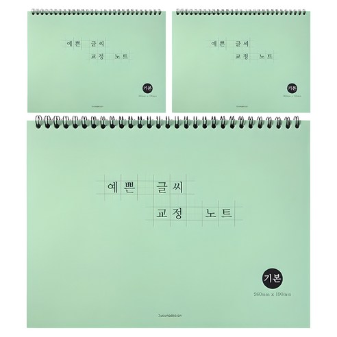 투영디자인 예쁜 글씨 교정 노트, 민트그린, 3개