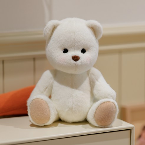 테디테일즈 레나베어 단모 인형 M + 쇼핑백, 30cm, 화이트, 1개