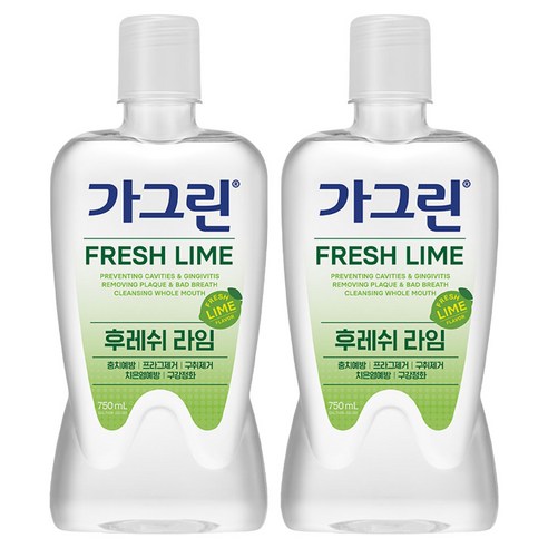 가그린 후레쉬 라임 구강청결제, 750ml, 2개