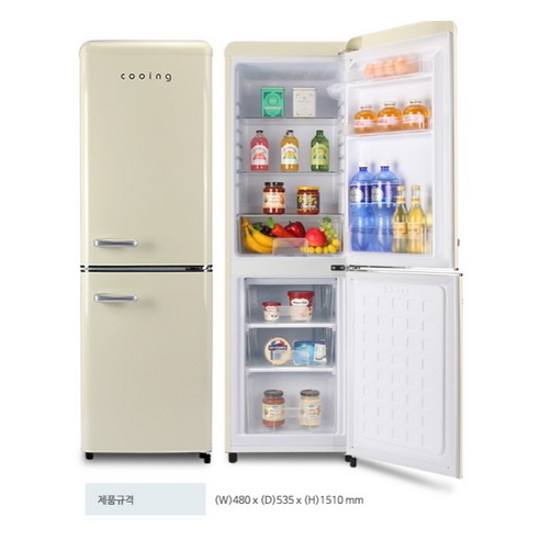 쿠잉전자 레트로 콤비 151L 2도어 냉장고 방문설치 이미지 2