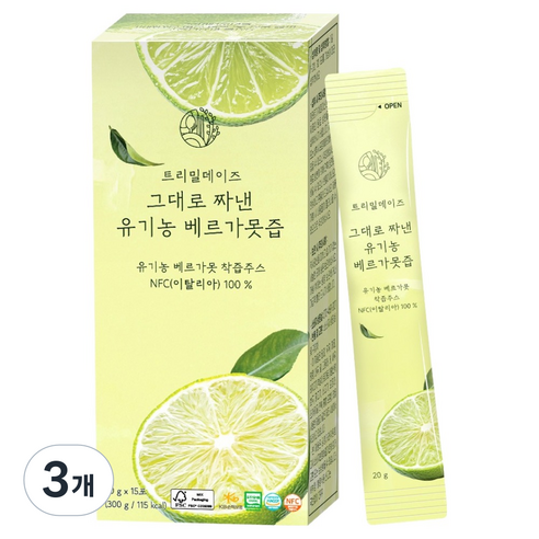 트리밀데이즈 그대로 짜낸 유기농 베르가못즙, 3개, 300g
