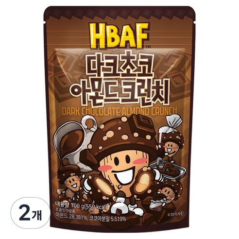 바프 다크초코 아몬드 크런치, 2개, 100g