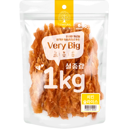 더내추럴 강아지 베리빅 육포, 치킨슬라이스, 1kg, 1개