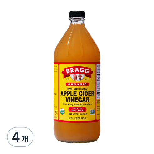 브래그 애플사이다비네거 음용식초, 4개, 946ml